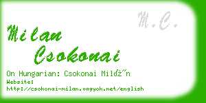 milan csokonai business card